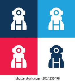 Astronaut blue and red four color minimal icon set