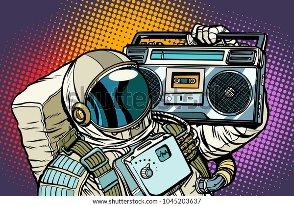 Astronaut Boombox Audio Music Pop Art Stock Vector Royalty Free