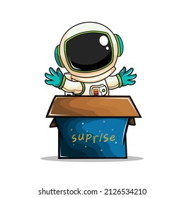 Astronaut in box cartoon character