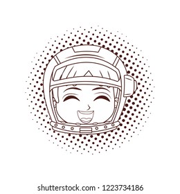 Astronaut boy face in black and white