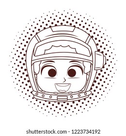 Astronaut boy face in black and white