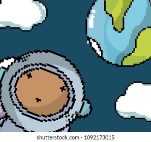 Astronaut boy in the galaxy pixel art