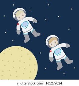 Astronaut boy and girl