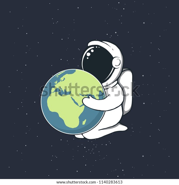 宇宙飛行士の少年は地球を手に持ちます 宇宙のベクターイラスト のベクター画像素材 ロイヤリティフリー