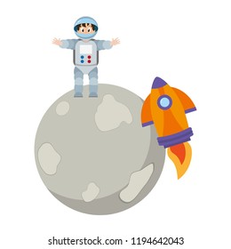 Astronaut boy on moon