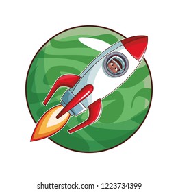 Astronaut boy in rocket