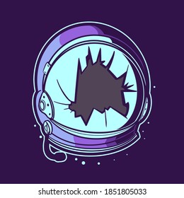 astronaut broken helmet vector illustration