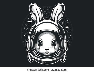 Astronaut bunny rabbit hipster in space helmet artwork vector