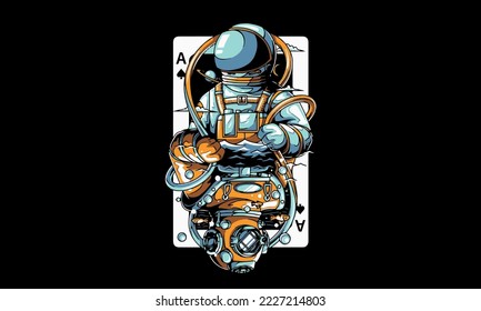 astronaut card space drawing art