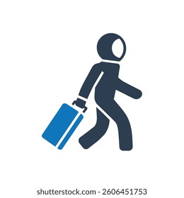 Astronaut Carrying Suitcase Icon On White Background