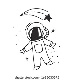 astronaut cartoon between stars. vector illustration