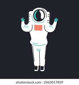 Astronaut cartoon character, cosmonaut icon, vector illustration of spaceman in space suit, cute person flying in outer space, astronomy symbol, adorable drawing of man in helmet and costume