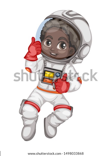 Astronaut Cartoon Character in Outer Space Suit. Astronaut Boy isolated