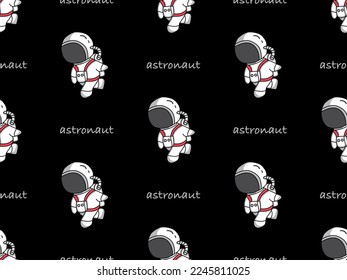 Astronaut cartoon character seamless pattern on black background