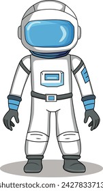 Astronaut cartoon character standing on a white background