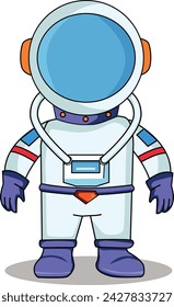 Astronaut cartoon character standing on a white background