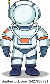 Astronaut cartoon character standing on a white background