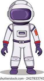 Astronaut cartoon character standing on a white background
