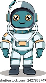 Astronaut cartoon character standing on a white background