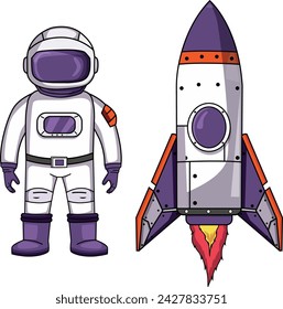 Astronaut cartoon character standing on a white background