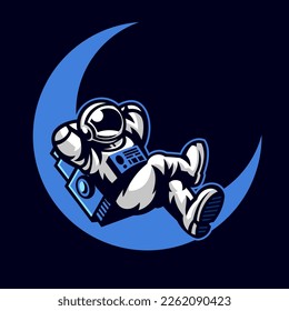 Astronaut Cartoon Chillin on the Moon