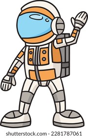 Astronaut Cartoon Colored Clipart Illustration