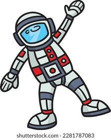  Astronaut Cartoon Colored Clipart Illustration