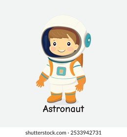 Astronaut Cartoon Illustration for Kids - Fun Learning About Space Exploration Careers - Perfect for Posters, Flashcards, and T-Shirts