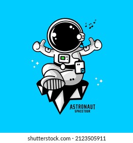 astronaut cartoon illustration vector, spaceman vector	