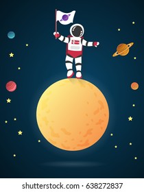 Astronaut cartoon on the moon in space,vector