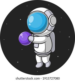 astronaut cartoon in outer space
