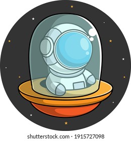 astronaut cartoon in outer space