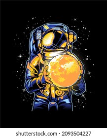 astronaut cartoon in outer space
