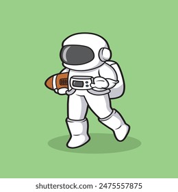 astronaut cartoon play american football , mascot character, sport activity