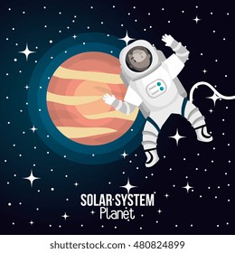astronaut cartoon space isolated
