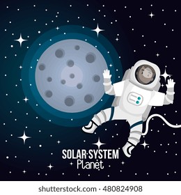 astronaut cartoon space isolated