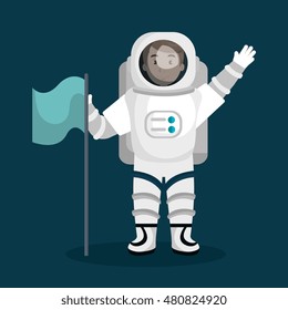 astronaut cartoon space isolated