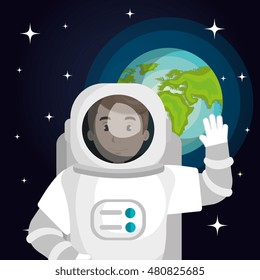 astronaut cartoon space isolated