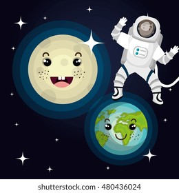 astronaut cartoon space isolated vector illustration eps 10