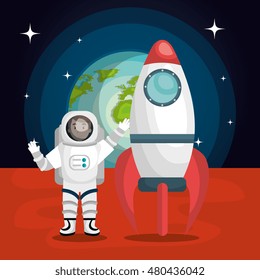 astronaut cartoon space isolated vector illustration eps 10