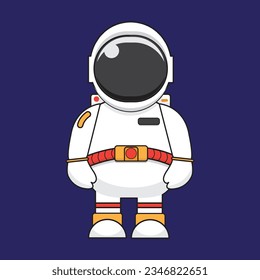 Astronaut Cartoon Vector Icon Illustration. Science Technology Icon Concept Isolated Premium Vector. Flat Cartoon Style.