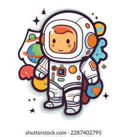 Astronaut cartoon vector illustration isolated