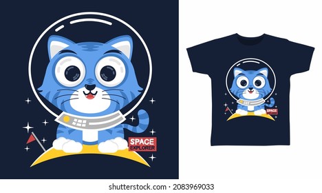 Astronaut cat cartoon tshirt designs