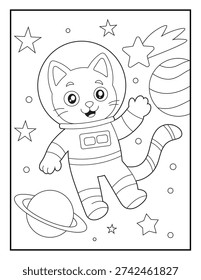 Astronaut Cat Floating in