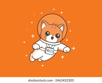 Astronaut Cat floating in space