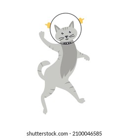 Astronaut Cat  hand drawn naive art