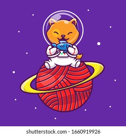 Astronaut Cat Holding Fish Vector Icon Illustration. Mascot Cartoon Character. Animal Icon Concept White Isolated. Flat Cartoon Style Suitable for Web Landing Page, Banner, Flyer, Sticker, Card