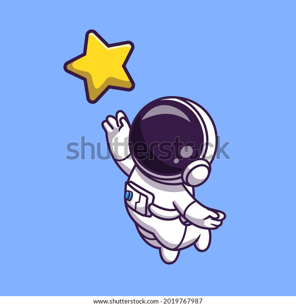 Astronaut Catching Star Cartoon Vector Icon\
Illustration. Science Technology Icon Concept Isolated Premium\
Vector. Flat Cartoon\
Style
