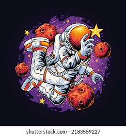 astronaut catching the star illustration