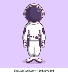 Astronaut character cartoon illustration. Isolated premium vector